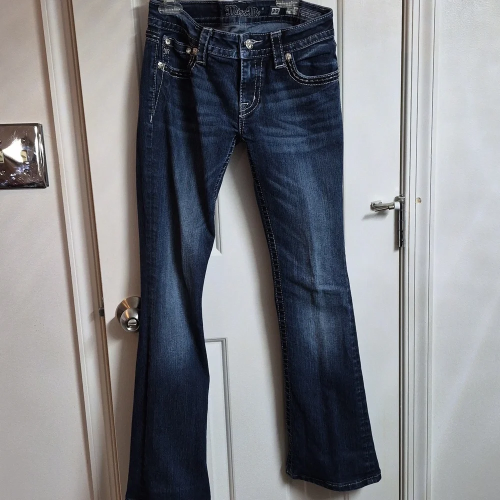 Miss Me Dark Blue Jeans with Black & Silver Accents - Picture 3 of 8